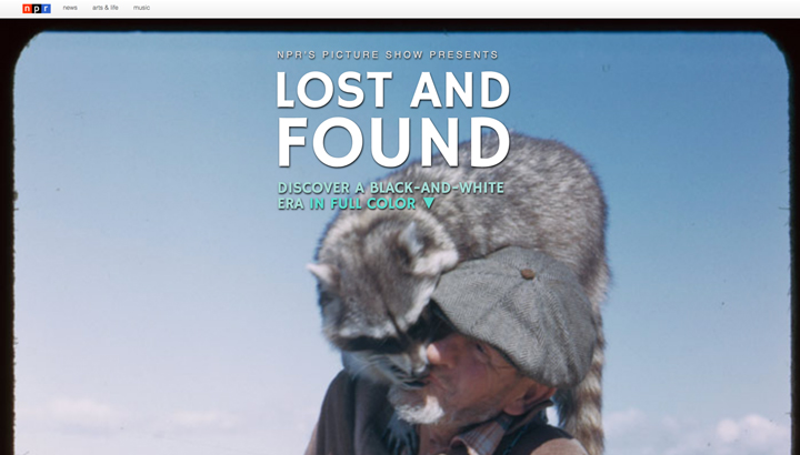 A screenshot of the title card for a story titled Lost And Found about a photographer named Charles Cushman
