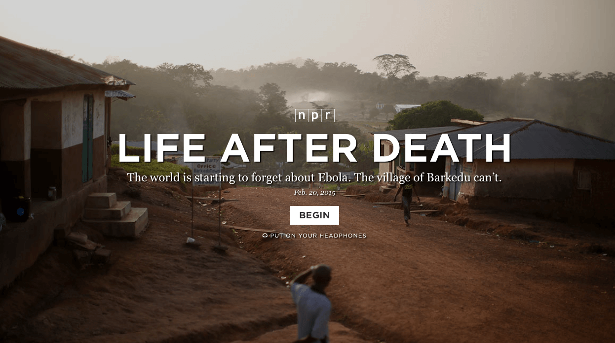 A screenshot of the title card for the an enterprise story titled Life After Death about the aftermath of Ebola in Liberia