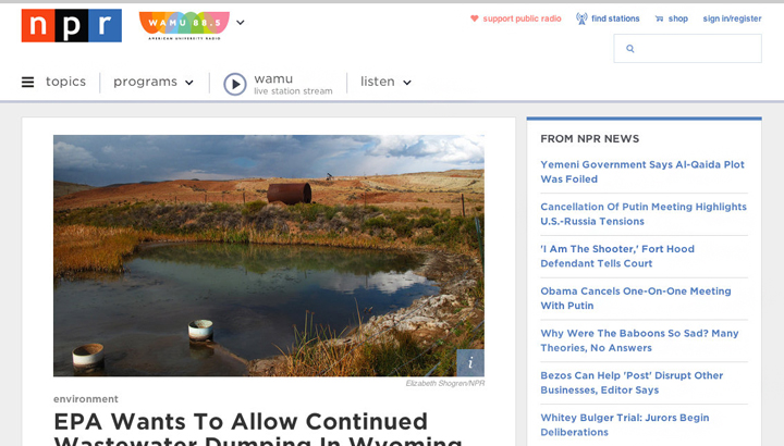 A screenshot of the home page for NPR.org